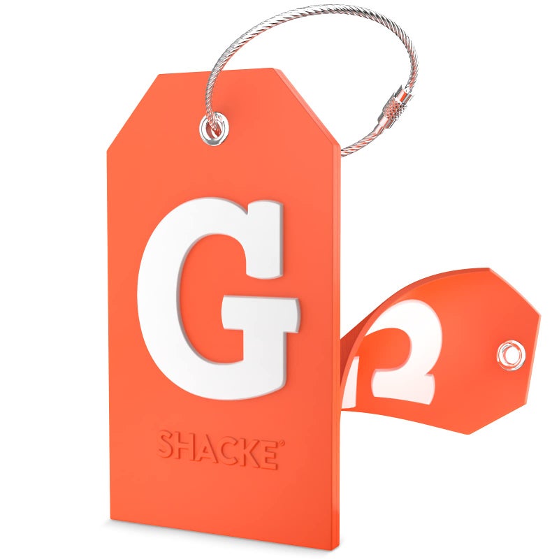 Shacke Initial Luggage Tag with Full Privacy Cover and Stainless Steel Loop â€“ (Letter G) - Image 1